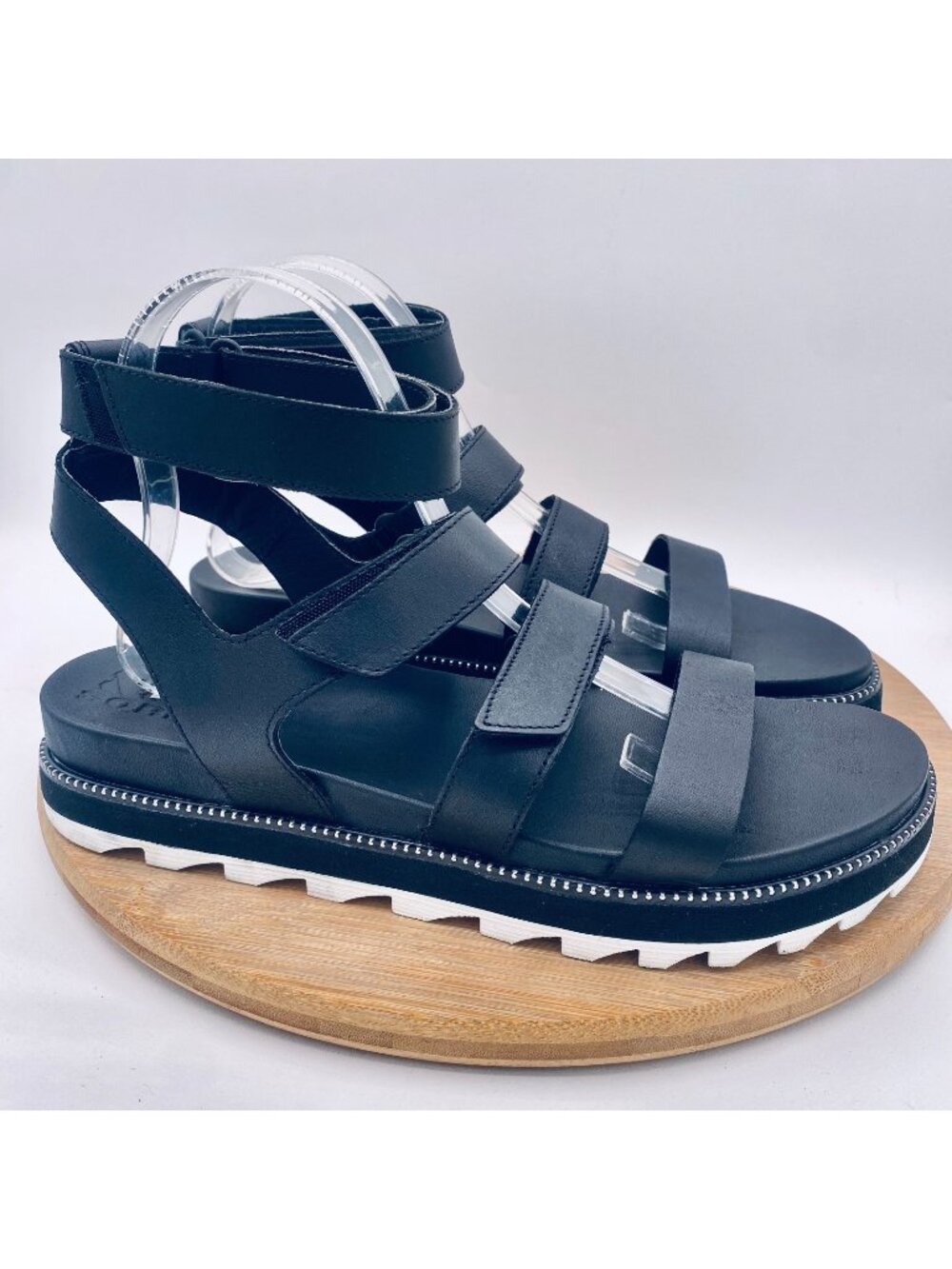 Sorel Roaming Sandals Womens 10.5 Black Leather Sporty Slingback Platform